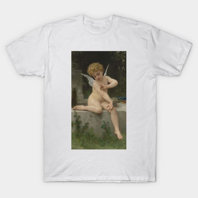 L'amour Au Papillon by William-Adolphe Bouguereau T-Shirt by Classic Art Stall